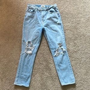 PAIGE denim Sarah Slim light wash ripped